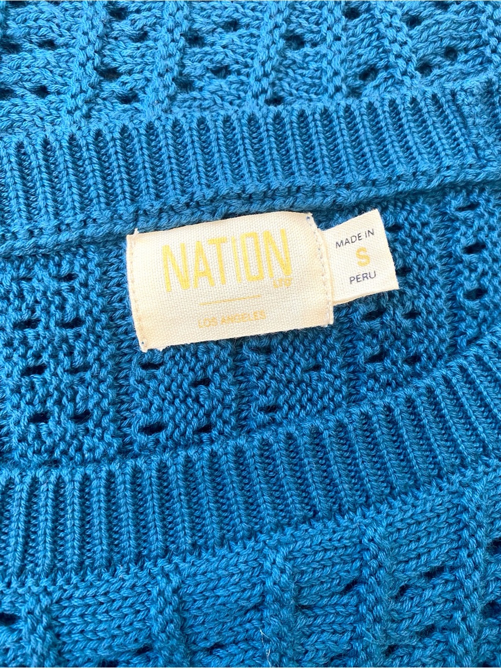 Nation LTD NWT Pointelle Ruffle Kay Pullover Sweater Italian Sea Blue, Size S - Picture 6 of 7